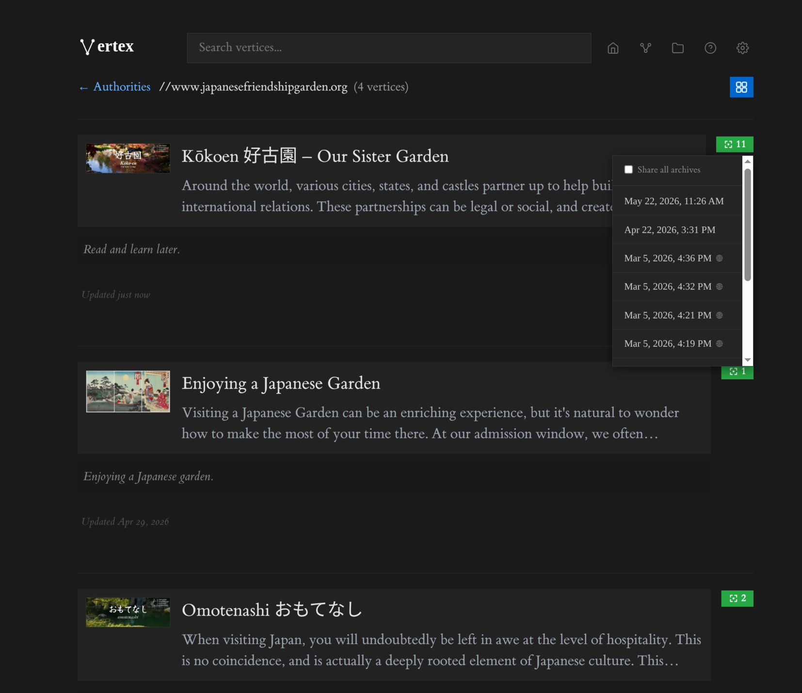 Browsing archived web page snapshots