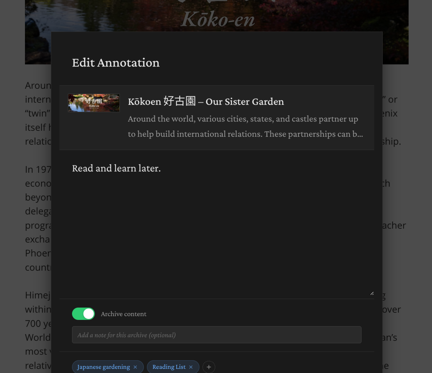 Annotating a web page with Vertex